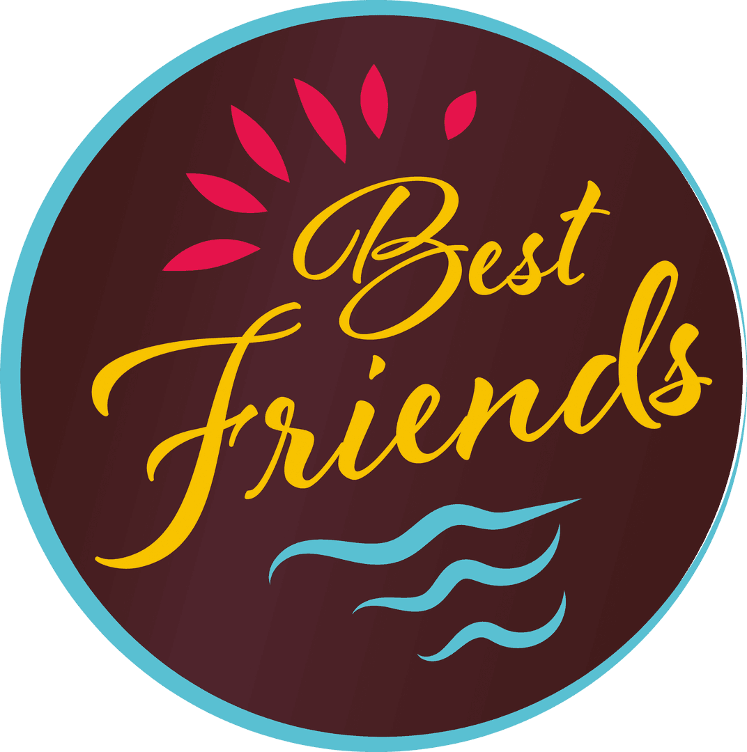 Colorful Best Friends Graphic on Transparent Background