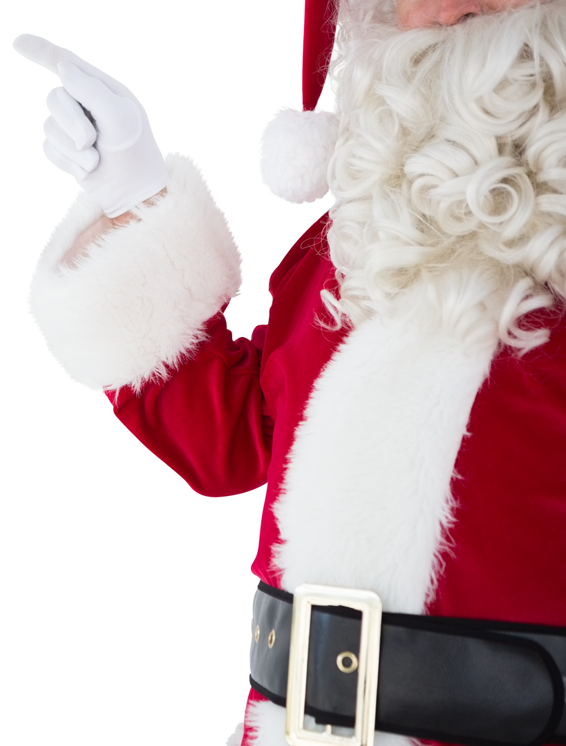 Midsection of Santa Claus Pointing Upward on Transparent Background - Download Free Stock Images Pikwizard.com