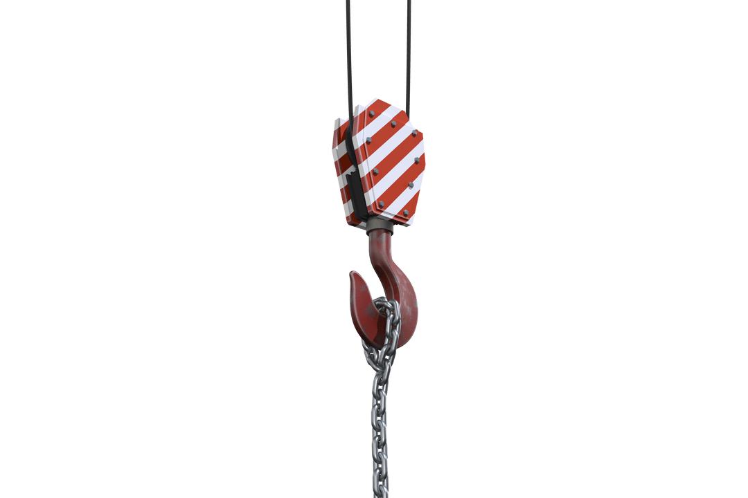 Strong Industrial Crane Hook on Transparent Background