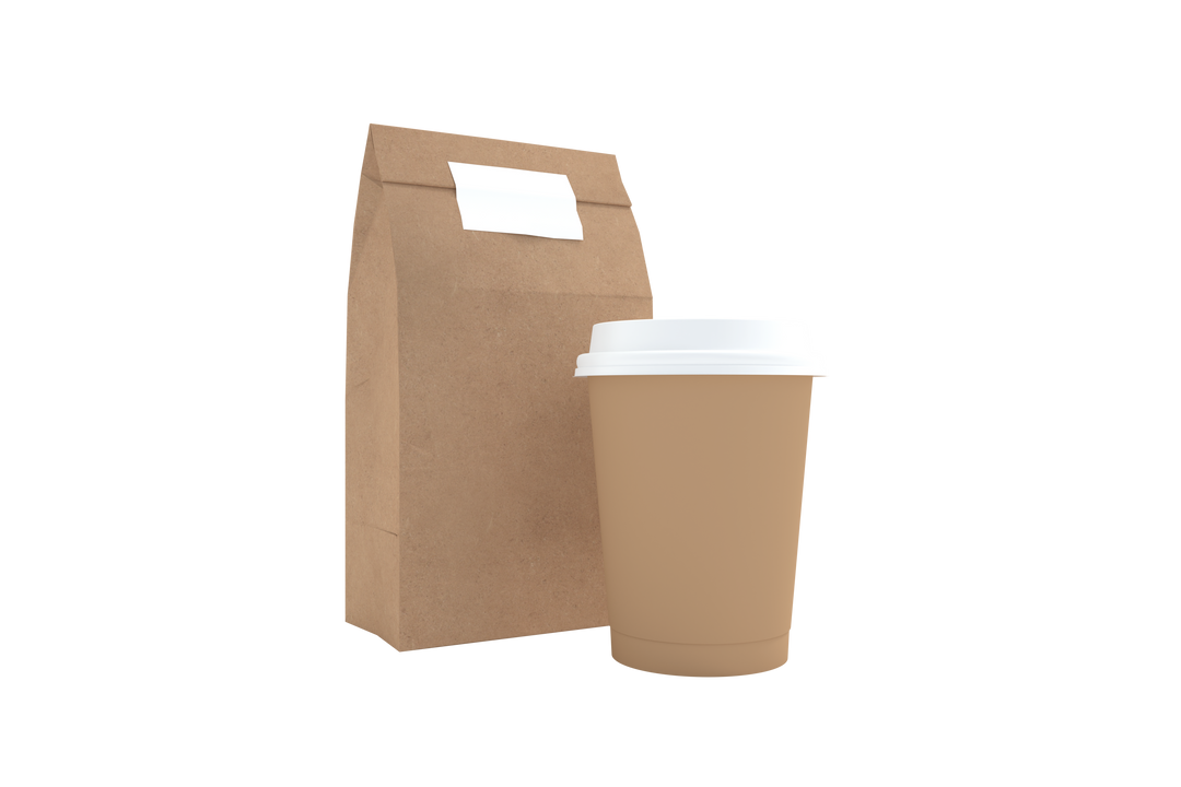 Brown Paper Fast Food Takeaway Bag and Coffee Cup Transparent Background - Download Free Stock Images Pikwizard.com