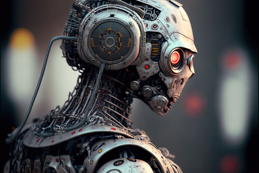 Futuristic cyborg with intricate mechanical design - Free Images, Stock Photos and Pictures on Pikwizard.com