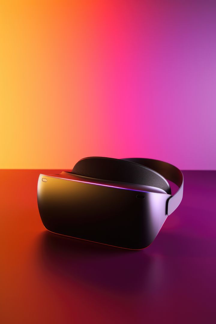 Black vr headset on colourful background with copy space, created using generative ai technology - Free Images, Stock Photos and Pictures on Pikwizard.com