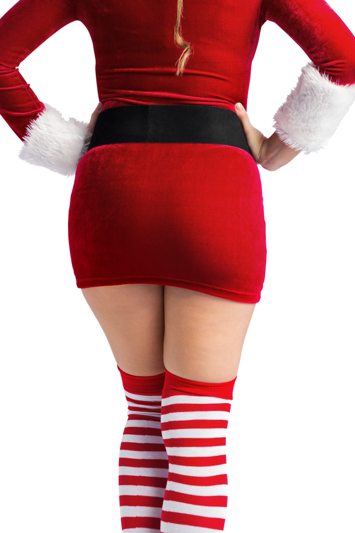 Mid Section of Transparent Sexy Santa Girl Costume with Striped Socks - Download Free Stock Images Pikwizard.com