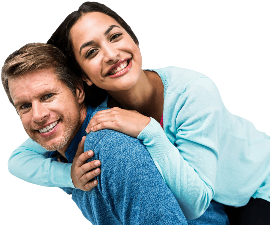 Transparent Couple Happiness Joyful Piggyback Bonding