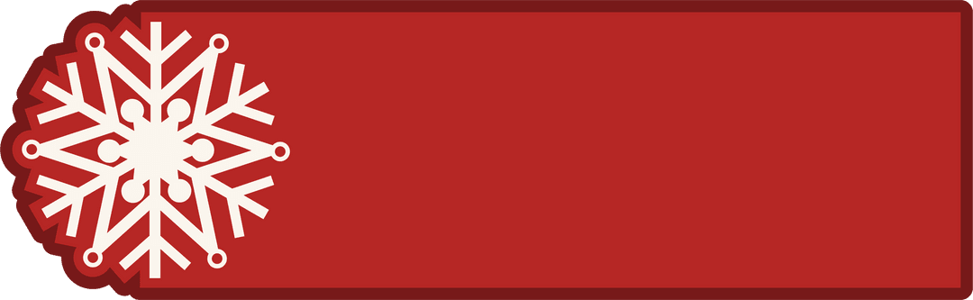 Red Banner with Snowflake on Transparent Background