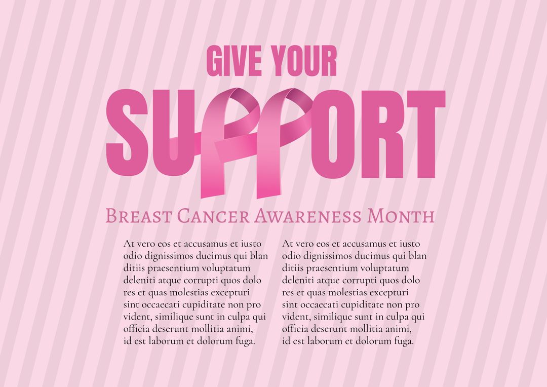 Breast Cancer Awareness Month Support Pink Ribbon Poster - Download Free Stock Templates Pikwizard.com