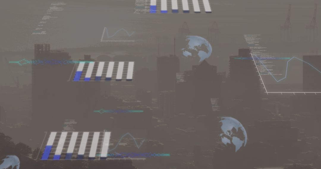 Futuristic Data Visualization Over Urban Cityscape