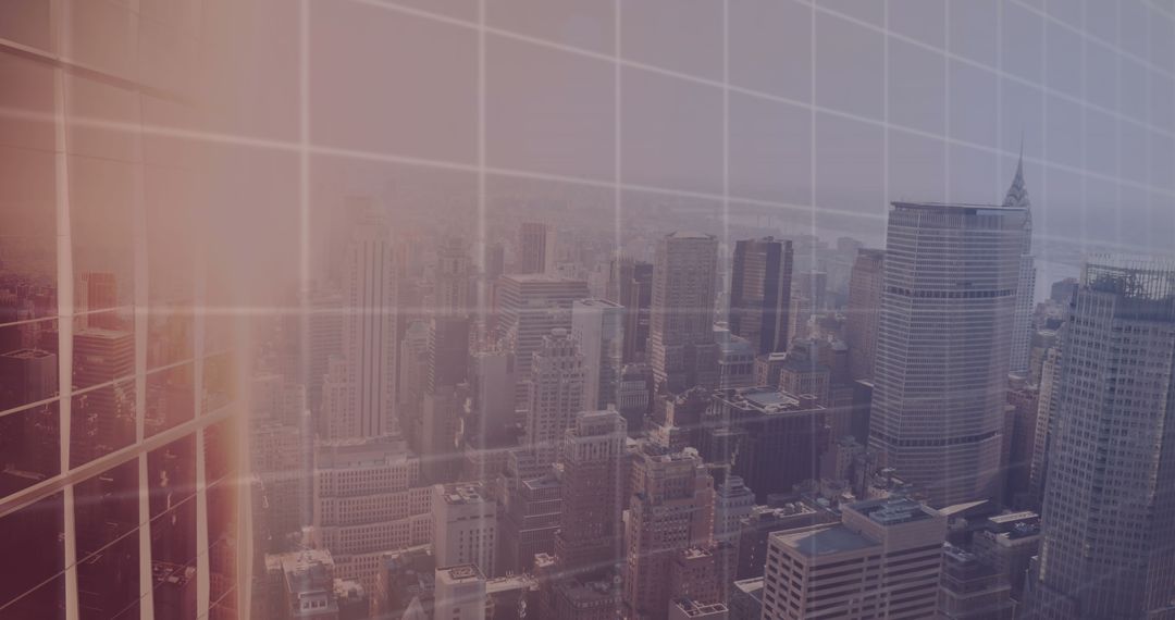 Modern Cityscape with Geometric Overlay in Urban Environment