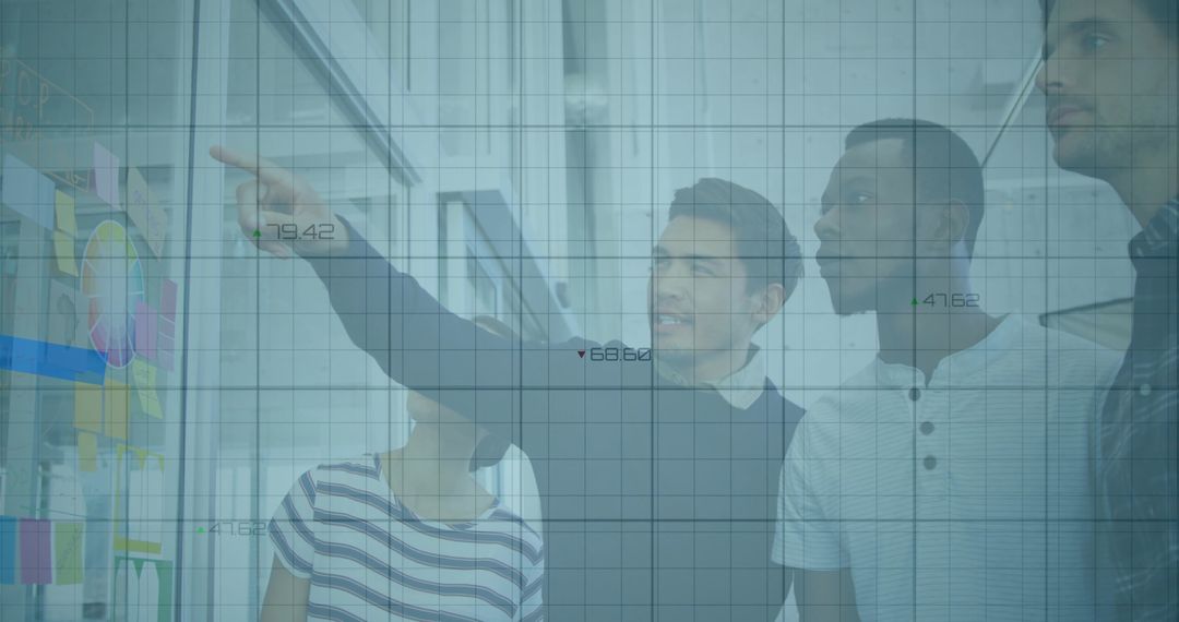 Team Collaboration with Tech Overlay in Modern Office