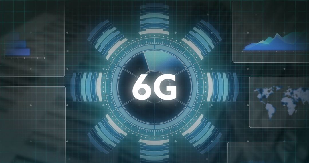 6G Technology Concept with Digital Data Interface