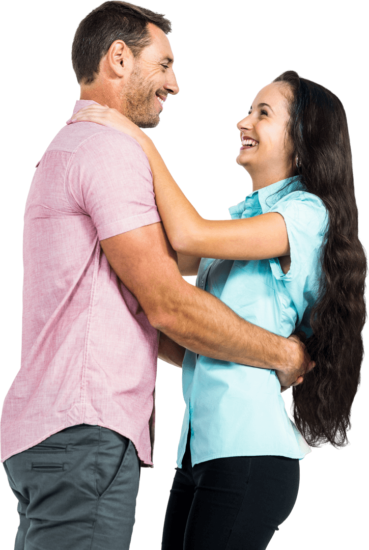 Transparent Image of Happy Caucasian Couple Embracing