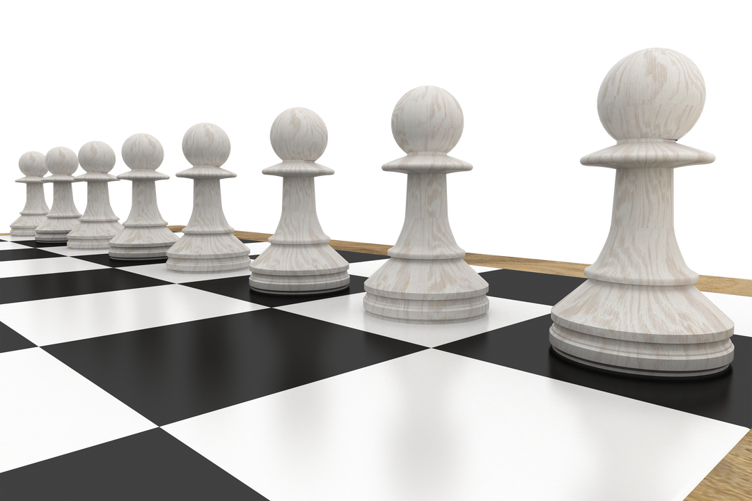 Row of Transparent White Pawns on Chessboard in Line-Up - Download Free Stock Images Pikwizard.com