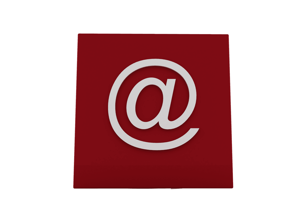 Transparent Red Email Symbol Cube for Social Media Concepts