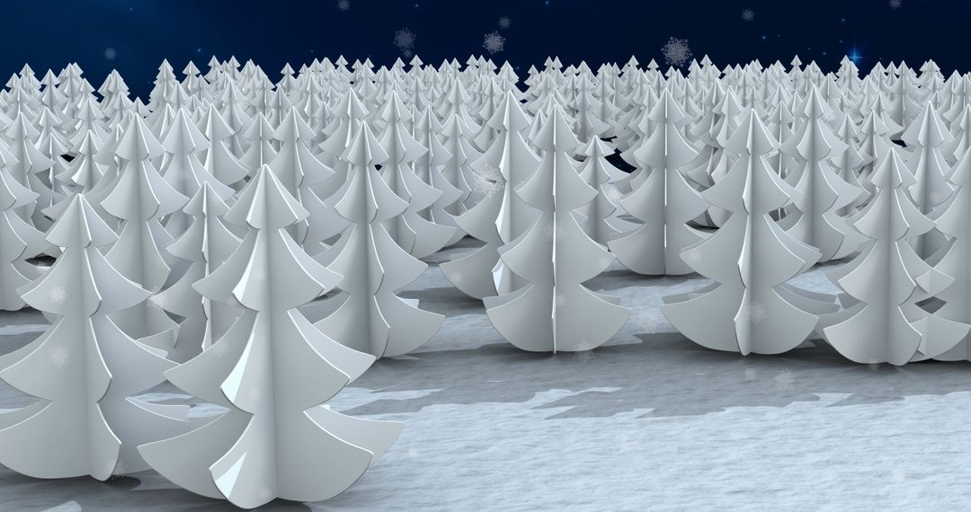 Abstract Snowy Forest with Stylized White Trees