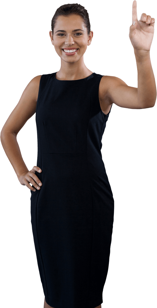 Confident Businesswoman Touching Transparent Interface