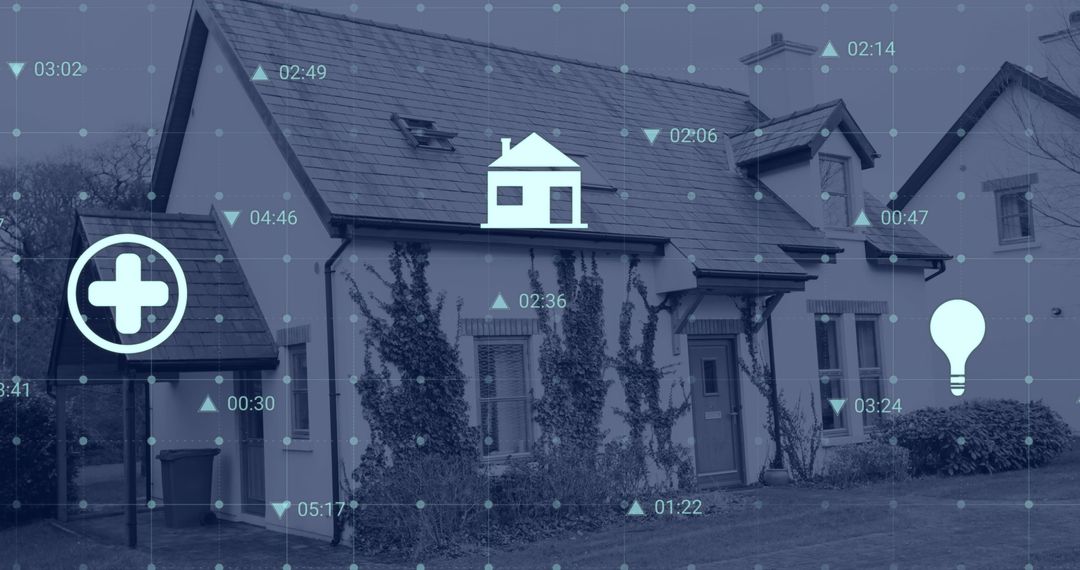 Smart Home with Digital Financial Overlay Appears Futuristic