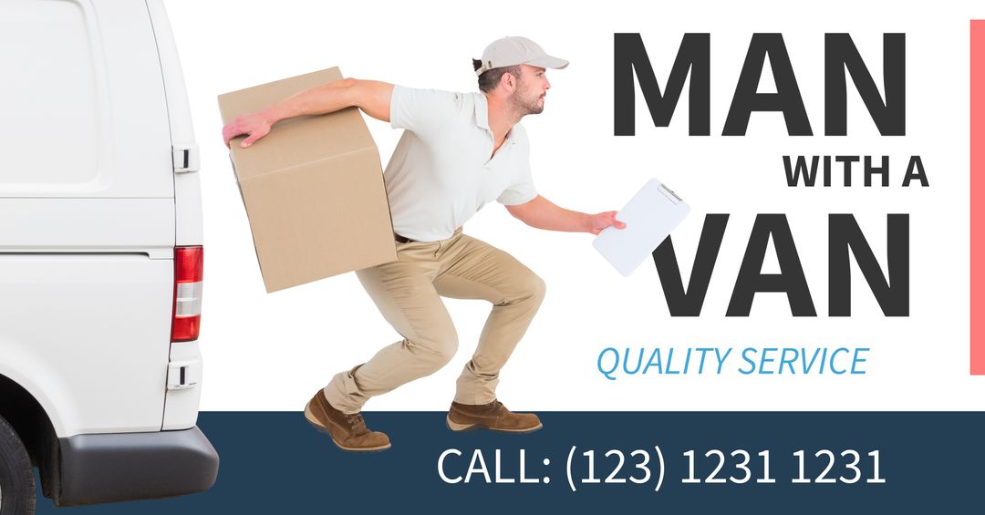 Professional Delivery Man With Van Symbolizing Speed and Reliability