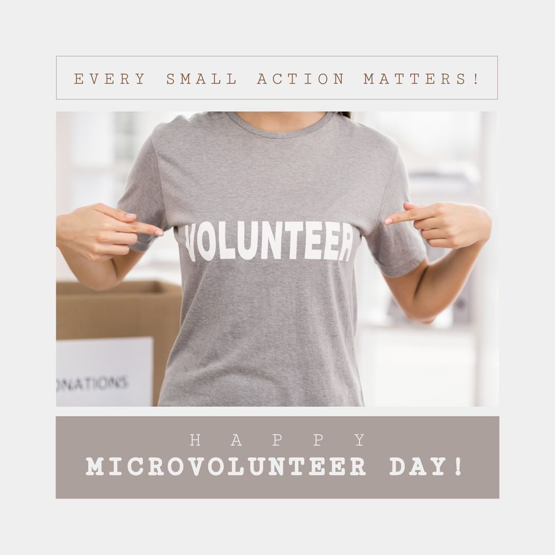 Celebrating Microvolunteering Day with Enthusiastic Volunteer - Download Free Stock Templates Pikwizard.com