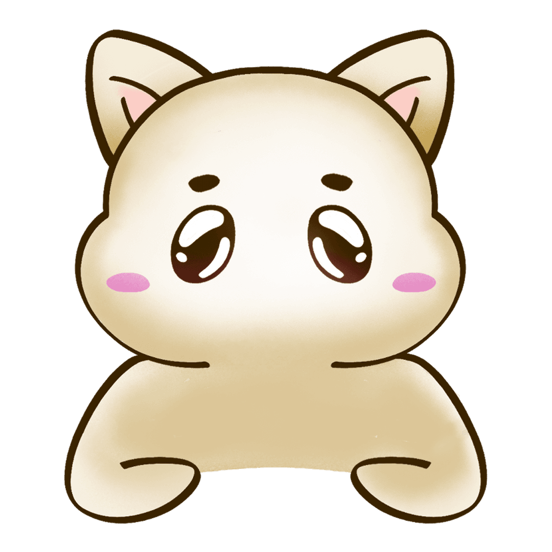 Cute Cartoon Cat Character with Glossy Eyes on Transparent Background