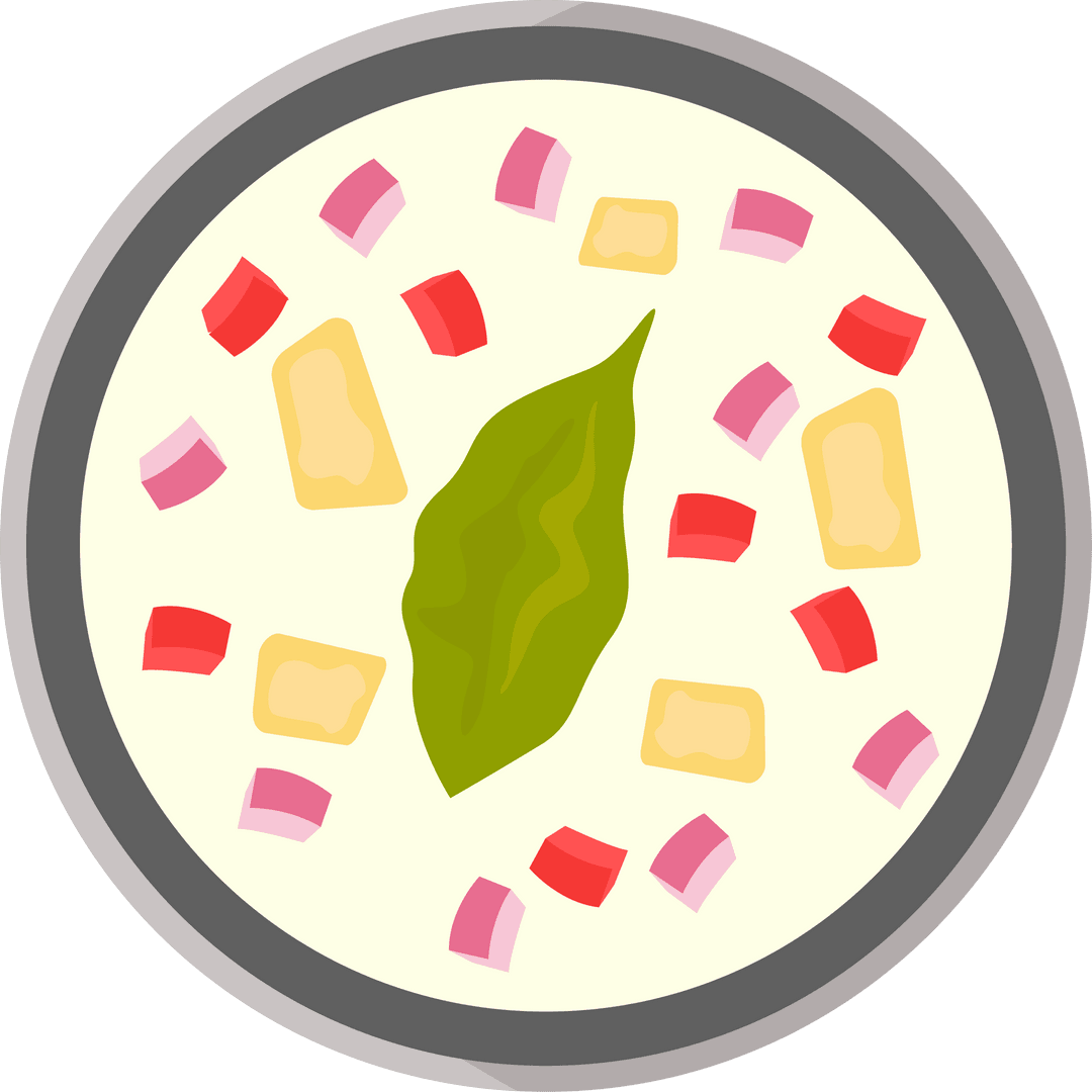 Floating Soup Bowl with Simple Ingredients on Transparent Background