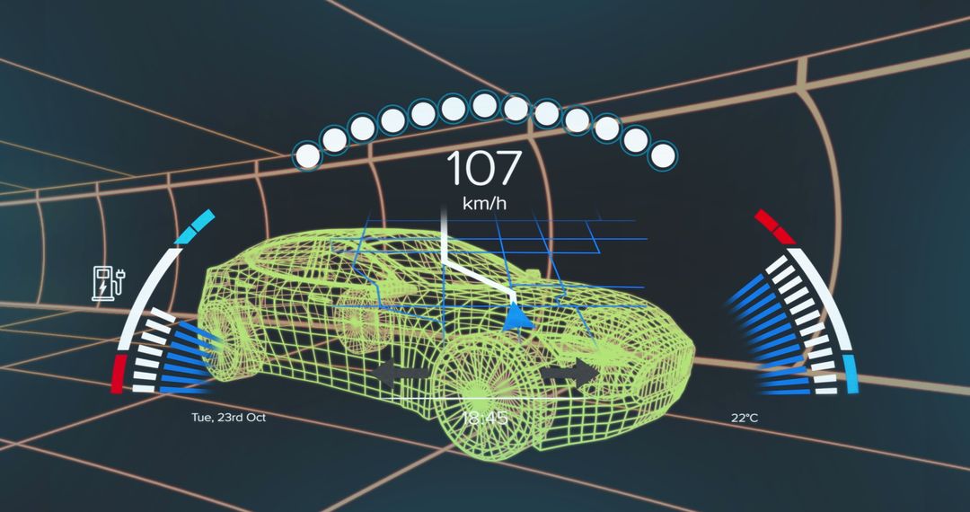 Futuristic 3D Car Data Analytics Dashboard Interface