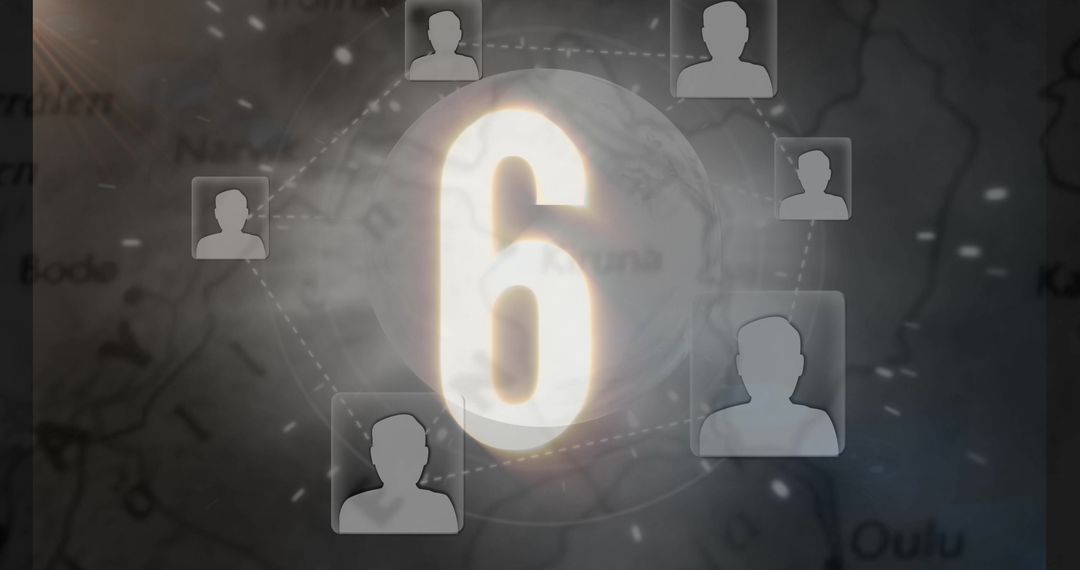 Glowing Number Six Highlighting Global Network Connectivity