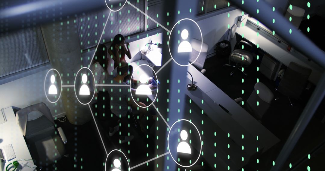 Digital Network Interface in Modern Office with Business Professionals