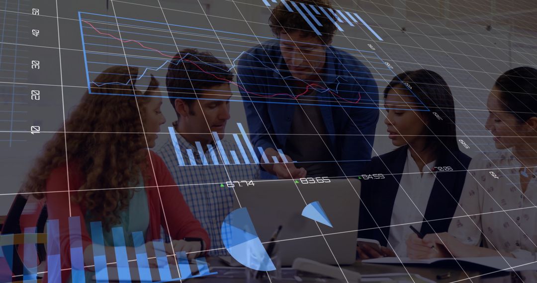 Business Team Analyzing Financial Data and Chart Projections
