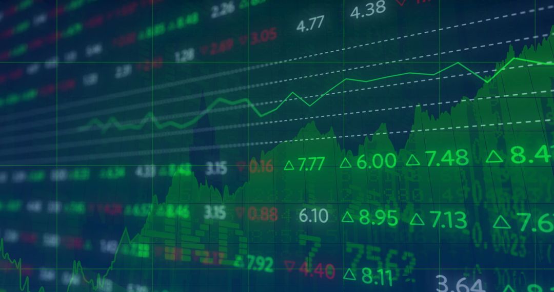 Digital Financial Data with Rising Trends Display