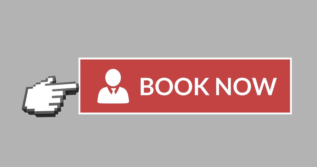 Online Booking Icon with Virtual Hand Clicking Button