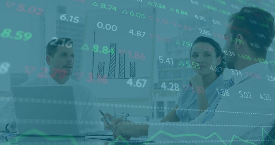 Business Team Analyzing Financial Data with Emerging Chart Projections