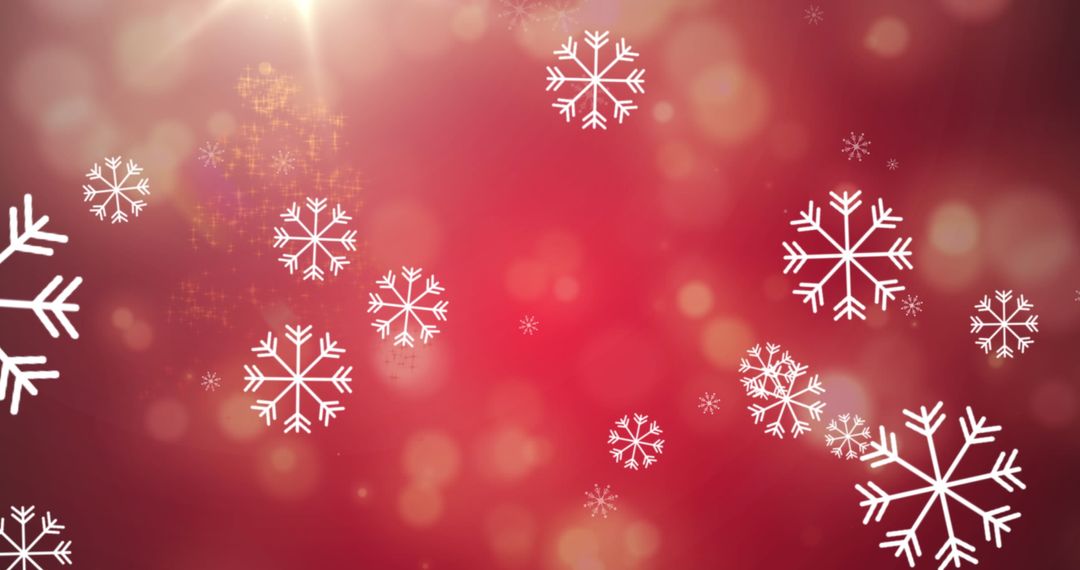 Festive Snowflakes and Christmas Tree on Red Background