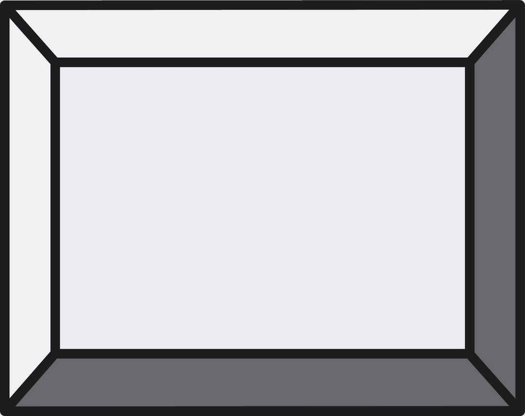 Three-Dimensional Geometric Empty Box with Gray Panels Transparent Background