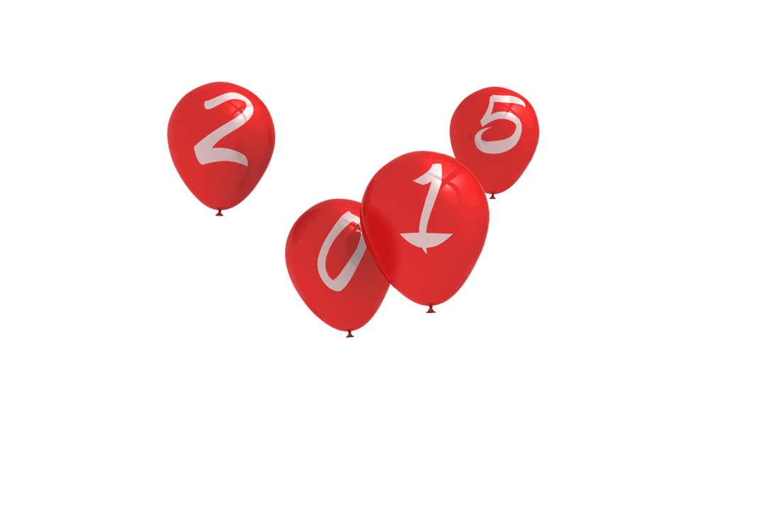 2015 Celebration Red Balloons Transparent Background