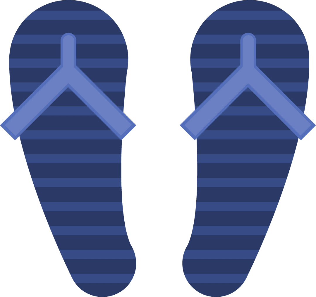 Striped Blue Flip-Flops Isolated Transparent Background