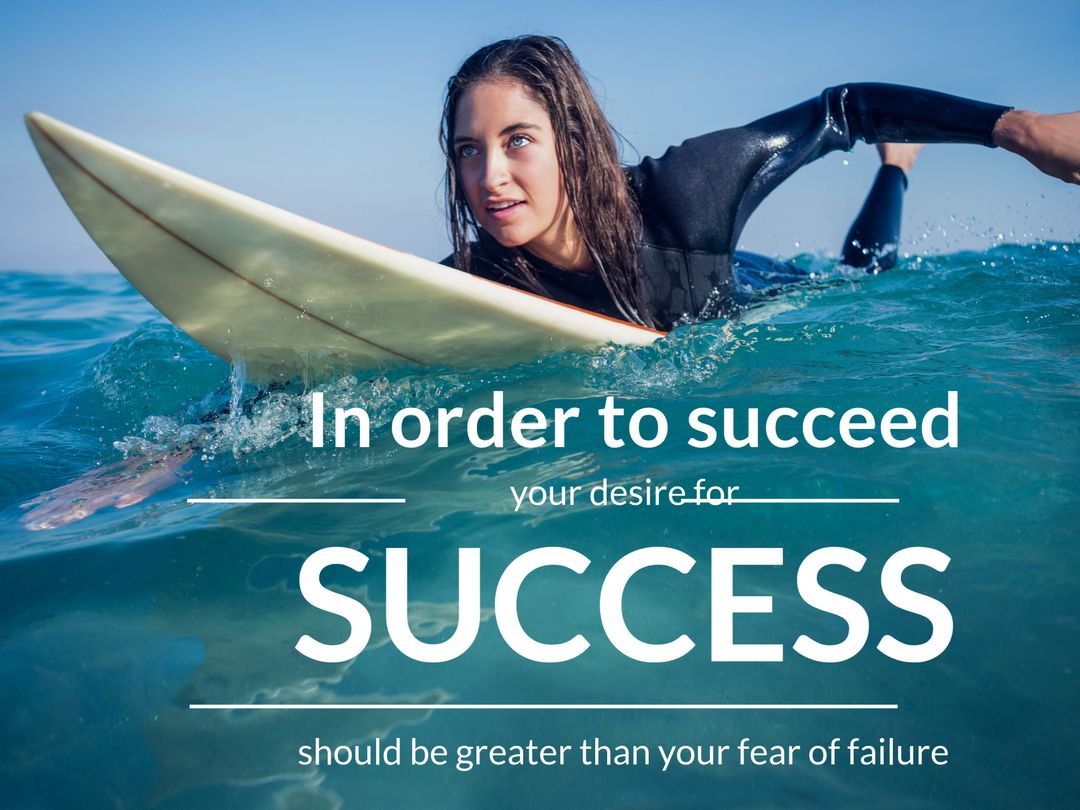 Surfer Overcoming Waves Motivational Poster