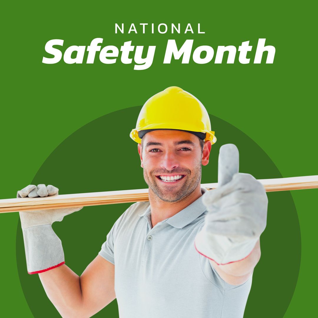 National Safety Month: Smiling Construction Worker with Thumbs Up - Download Free Stock Templates Pikwizard.com
