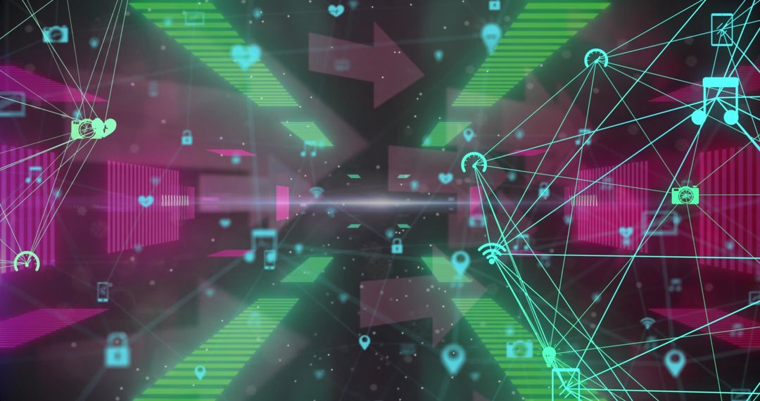 Futuristic Digital Network Hologram with Global Connectivity