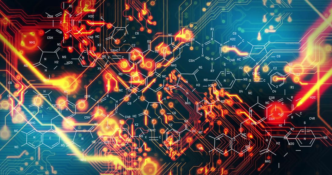 Futuristic Digital Network with Glowing Tech Patterns