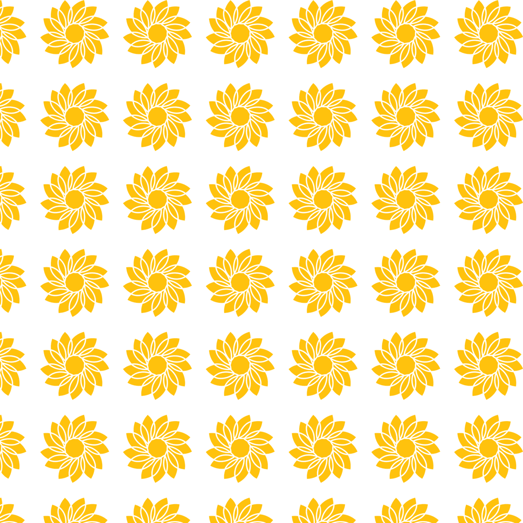 Seamless Yellow Flower Pattern on Transparent Background