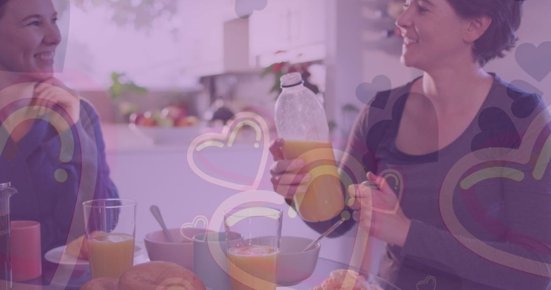 Loving Caucasian Couple Enjoying Breakfast Together at Home