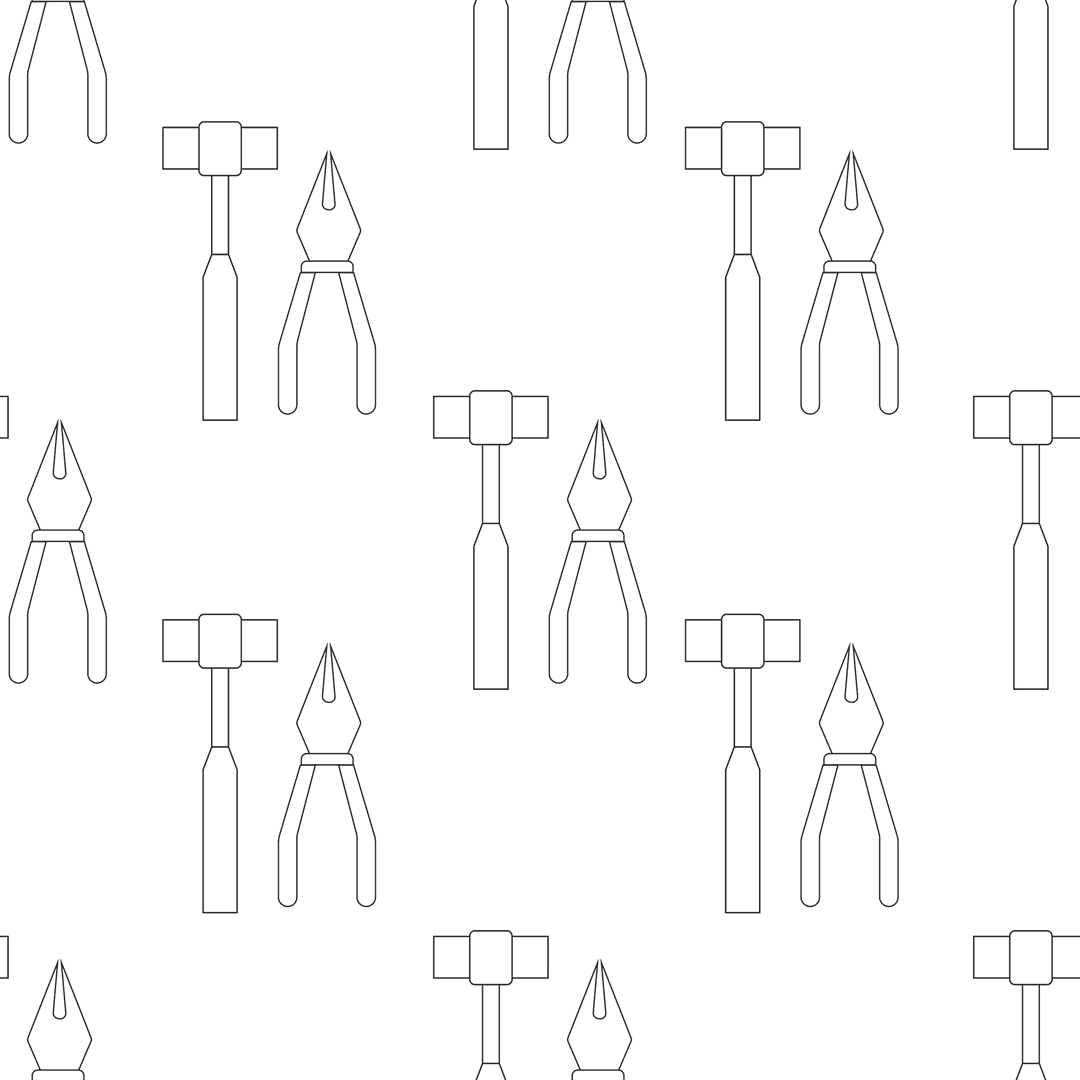 Hammer and Pliers Tools Pattern on Transparent Background