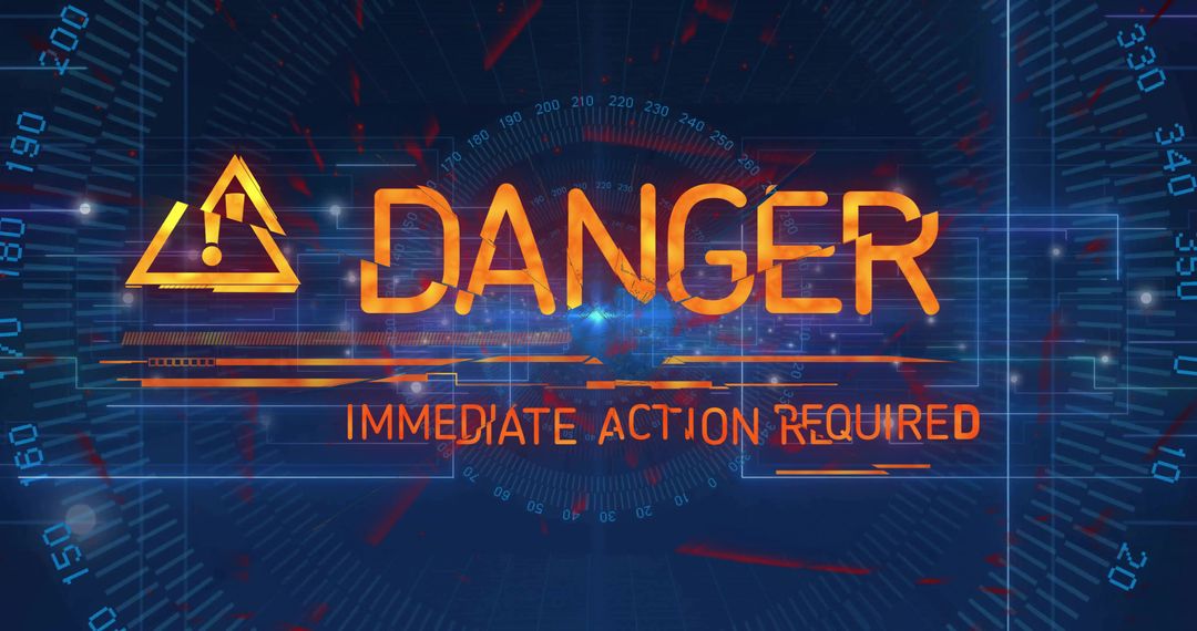 Futuristic HUD with Danger Alert and Immediate Action Message