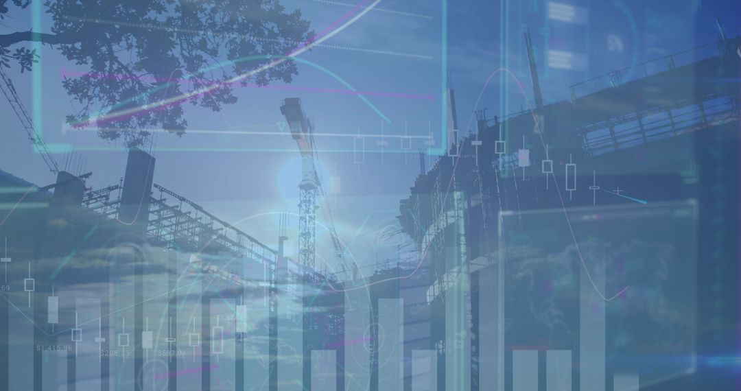 Tower Crane Construction with Financial Data Integration Overlay