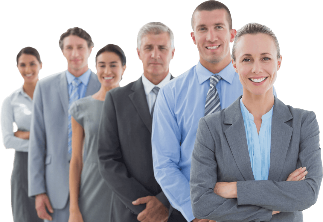 Transparent Diverse Business Team Standing Confidently in Line
