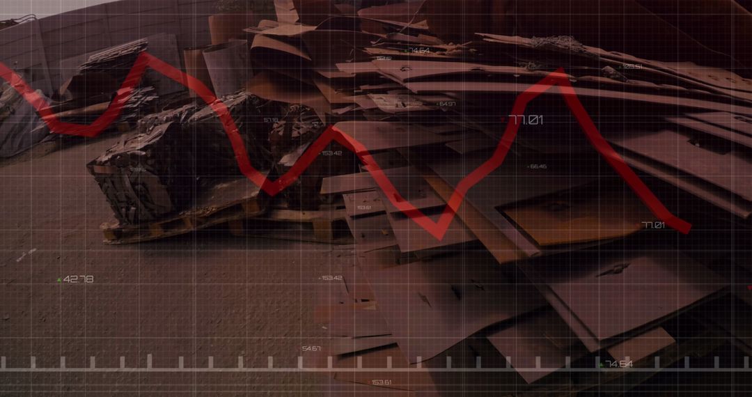 Junkyard with Financial Data Graph Overlay Concept