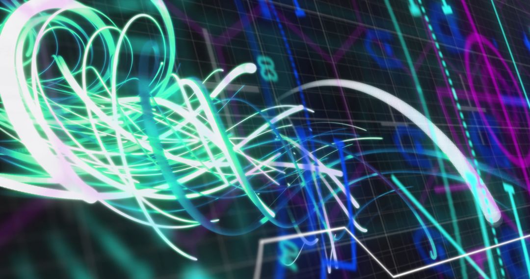 Futuristic Digital Interface with Oscillating Light Trails