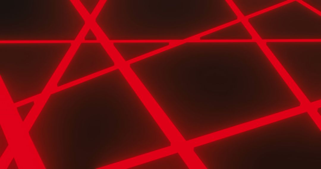 Abstract Network of Red Neon Lines on Dark Background