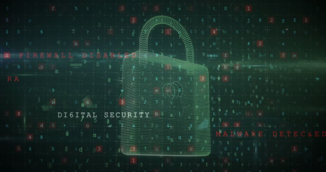 Cybersecurity Threats Concept with Digital Padlock