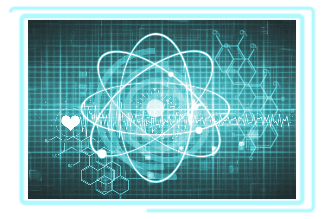 Shiny Atomic Orbit Digital Render on Transparent Background